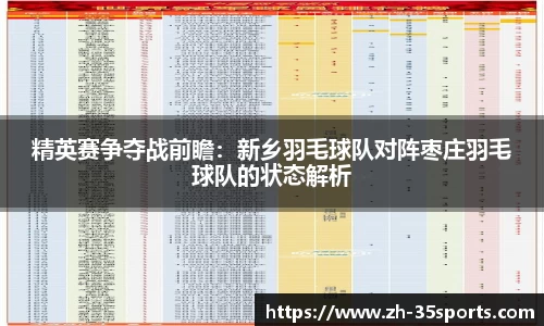 精英赛争夺战前瞻:新乡羽毛球队对阵枣庄羽毛球队的状态解析